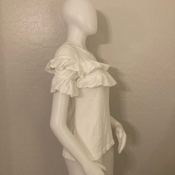 Tory Burch White Lenox Ruffled Top Small - Picture 6 of 11